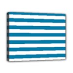 Horizontal Stripes - White and Cerulean Canvas 10  x 8  (Stretched)