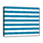 Horizontal Stripes - White and Cerulean Canvas 14  x 11  (Stretched)