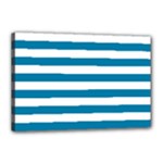 Horizontal Stripes - White and Cerulean Canvas 18  x 12  (Stretched)