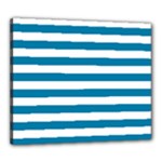 Horizontal Stripes - White and Cerulean Canvas 24  x 20  (Stretched)