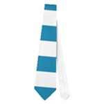 Horizontal Stripes - White and Cerulean Necktie (One Side)