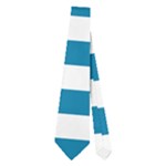 Horizontal Stripes - White and Cerulean Necktie (Two Side)