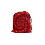 Glossy Red Spiral Fractal Drawstring Pouch (Small)