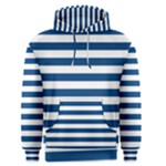 Horizontal Stripes - White and Dark Cerulean Men s Pullover Hoodie