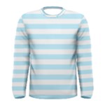 Horizontal Stripes - White and Light Blue Men s Long Sleeve T-shirt