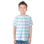 Horizontal Stripes - White and Light Blue Kid s Cotton Tee