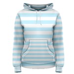 Horizontal Stripes - White and Light Blue Women s Pullover Hoodie