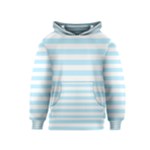 Horizontal Stripes - White and Light Blue Kid s Pullover Hoodie