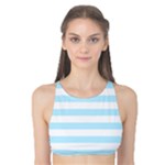 Horizontal Stripes - White and Light Blue Tank Bikini Top