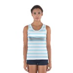 Horizontal Stripes - White and Light Blue Women s Sport Tank Top