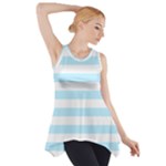 Horizontal Stripes - White and Light Blue Side Drop Tank Tunic