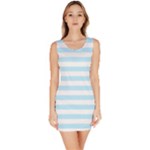 Horizontal Stripes - White and Light Blue Bodycon Dress