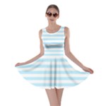 Horizontal Stripes - White and Light Blue Skater Dress