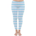 Horizontal Stripes - White and Light Blue Winter Leggings