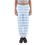 Horizontal Stripes - White and Light Blue Women s Jogger Sweatpants