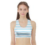 Horizontal Stripes - White and Light Blue Women s Sports Bra with Border