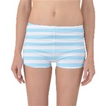 Horizontal Stripes - White and Light Blue Boyleg Bikini Bottoms