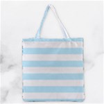 Horizontal Stripes - White and Light Blue Grocery Tote Bag