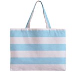 Horizontal Stripes - White and Light Blue Zipper Mini Tote Bag