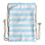 Horizontal Stripes - White and Light Blue Drawstring Bag (Large)