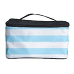 Horizontal Stripes - White and Light Blue Cosmetic Storage Case