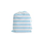 Horizontal Stripes - White and Light Blue Drawstring Pouch (S)