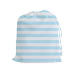 Horizontal Stripes - White and Light Blue Drawstring Pouch (XL)