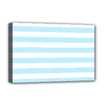 Horizontal Stripes - White and Light Blue Deluxe Canvas 18  x 12  (Stretched)