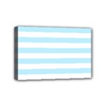 Horizontal Stripes - White and Light Blue Mini Canvas 6  x 4  (Stretched)