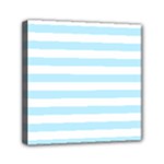 Horizontal Stripes - White and Light Blue Mini Canvas 6  x 6  (Stretched)