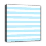 Horizontal Stripes - White and Light Blue Mini Canvas 8  x 8  (Stretched)