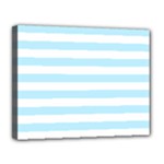 Horizontal Stripes - White and Light Blue Canvas 14  x 11  (Stretched)