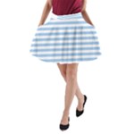 Horizontal Stripes - White and Baby Blue A-Line Pocket Skirt