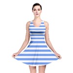 Horizontal Stripes - White and Cornflower Blue Reversible Skater Dress