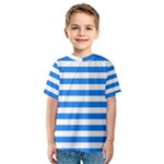 Horizontal Stripes - White and Dodger Blue Kid s Sport Mesh Tee