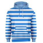 Horizontal Stripes - White and Dodger Blue Men s Pullover Hoodie