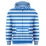 Horizontal Stripes - White and Dodger Blue Men s Zipper Hoodie