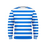 Horizontal Stripes - White and Dodger Blue Kid s Sweatshirt