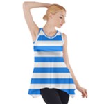 Horizontal Stripes - White and Dodger Blue Side Drop Tank Tunic