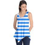 Horizontal Stripes - White and Dodger Blue Sleeveless Tunic