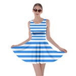 Horizontal Stripes - White and Dodger Blue Skater Dress