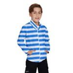 Horizontal Stripes - White and Dodger Blue Wind Breaker (Kids)