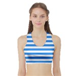 Horizontal Stripes - White and Dodger Blue Women s Sports Bra with Border