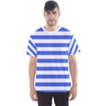 Horizontal Stripes - White and Royal Blue Men s Sport Mesh Tee