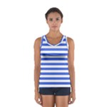 Horizontal Stripes - White and Royal Blue Women s Sport Tank Top