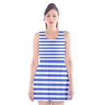 Horizontal Stripes - White and Royal Blue Scoop Neck Skater Dress