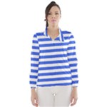 Horizontal Stripes - White and Royal Blue Wind Breaker (Women)