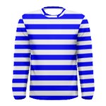 Horizontal Stripes - White and Blue Men s Long Sleeve T-shirt