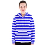 Horizontal Stripes - White and Blue Women s Zipper Hoodie