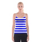 Horizontal Stripes - White and Blue Spaghetti Strap Top